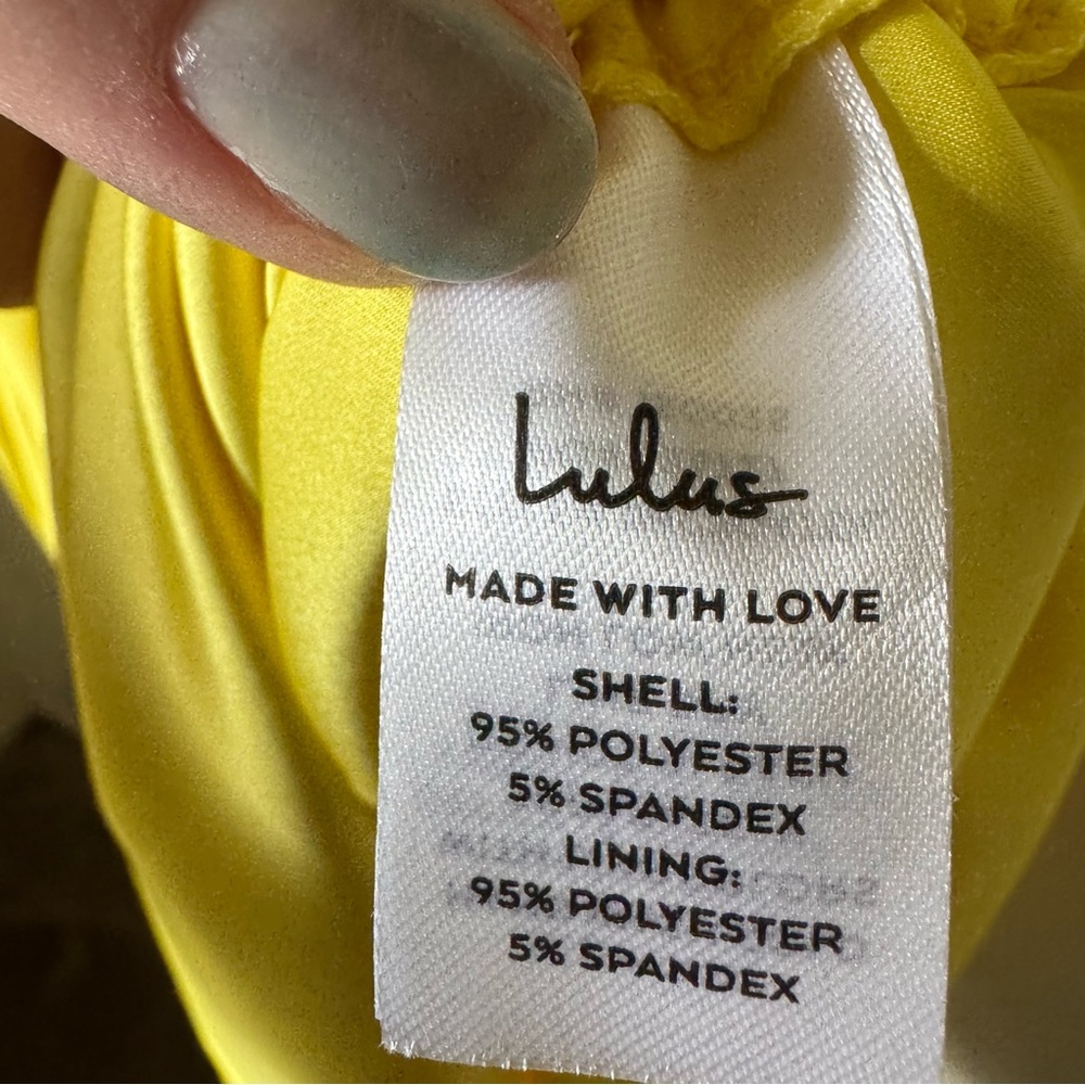 Lulus | Bonafide Babe Yellow Satin Sleeveless Ruched Midi Dress - Picture 4 of 8